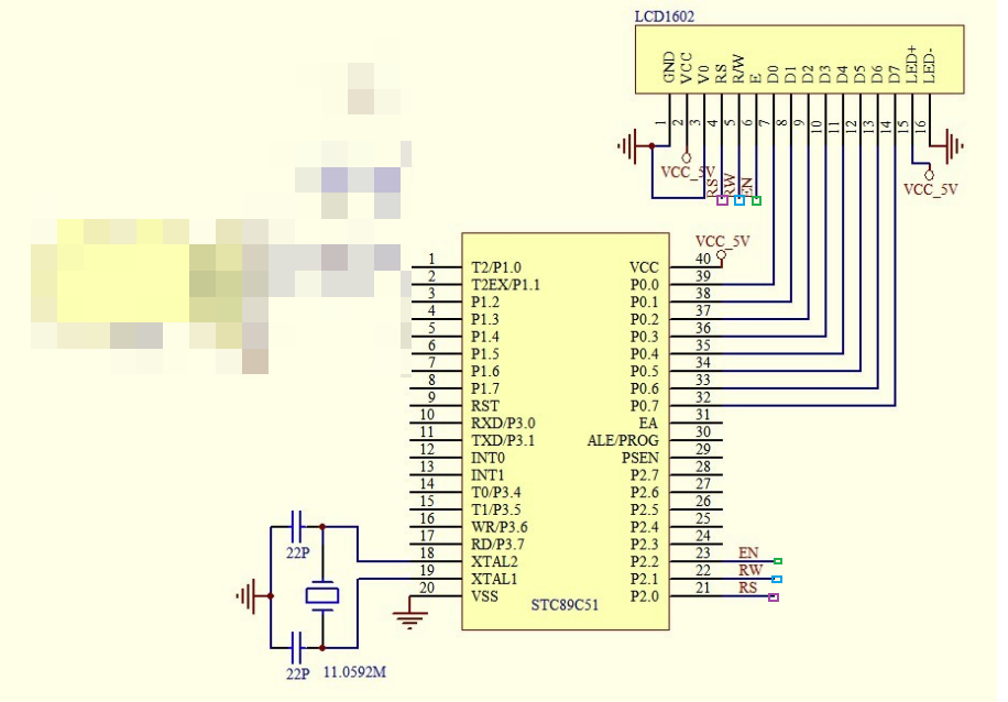 51单片机LCD1602接线图